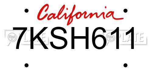 7KSH611 California License Plate
