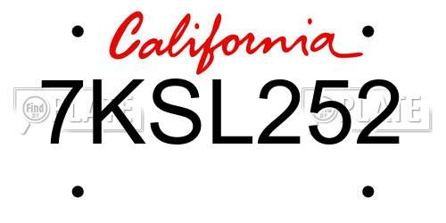 7KSL252 California License Plate