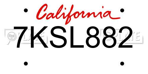7KSL882 California License Plate