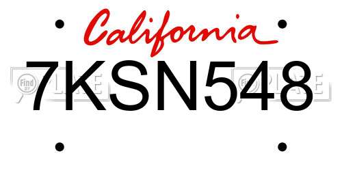 7KSN548 California License Plate