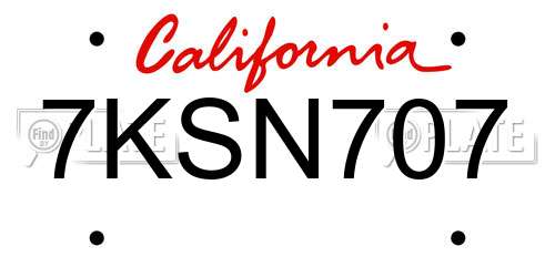 7KSN707 California License Plate