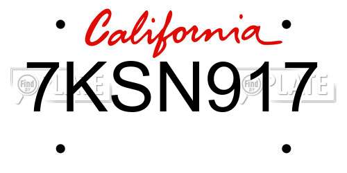 7KSN917 California License Plate
