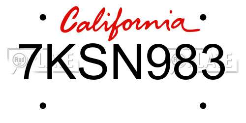 7KSN983 California License Plate
