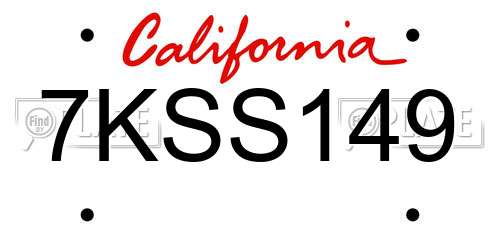 7KSS149 California License Plate