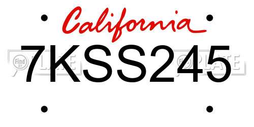 7KSS245 California License Plate