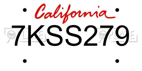 7KSS279 California License Plate