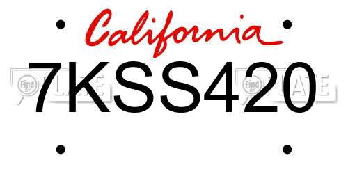 7KSS420 California License Plate