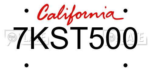 7KST500 California License Plate