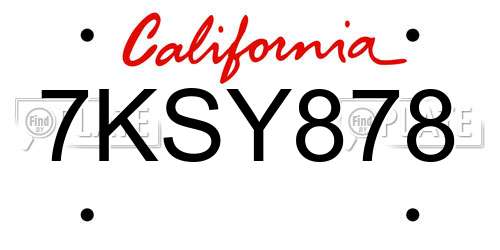 7KSY878 California License Plate