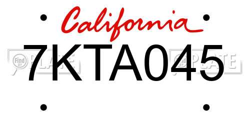 7KTA045 California License Plate