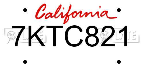 7KTC821 California License Plate