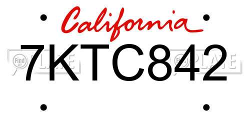 7KTC842 California License Plate