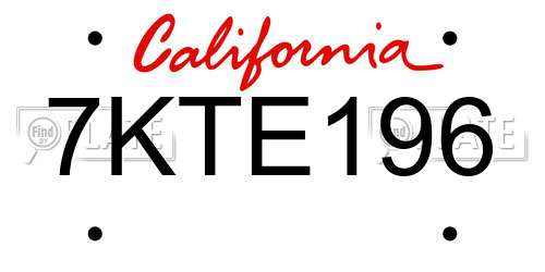 7KTE196 California License Plate