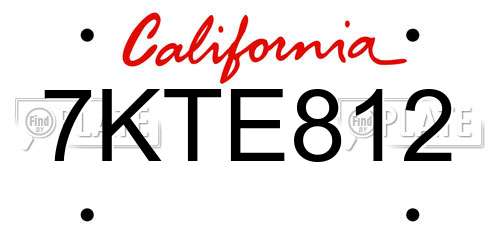 7KTE812 California License Plate