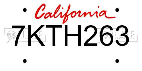 7KTH263 California License Plate