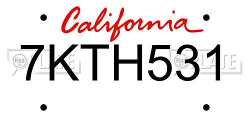 7KTH531 California License Plate