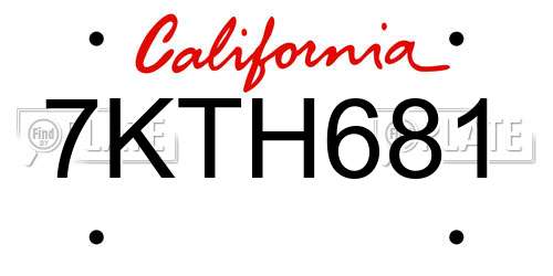7KTH681 California License Plate