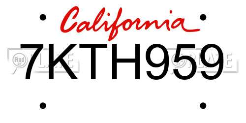 7KTH959 California License Plate