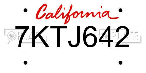 7KTJ642 California License Plate