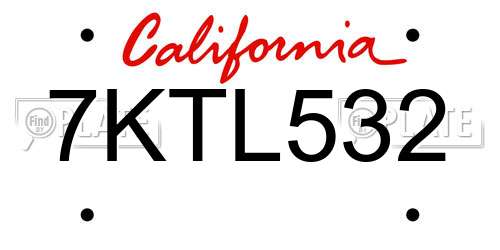 7KTL532 California License Plate