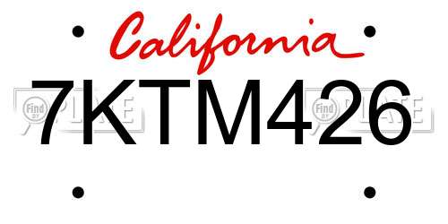 7KTM426 California License Plate