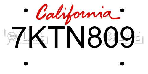 7KTN809 California License Plate