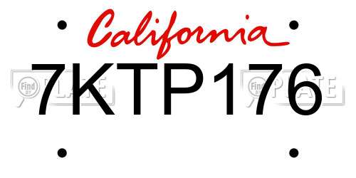 7KTP176 California License Plate