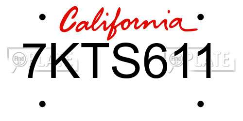 7KTS611 California License Plate
