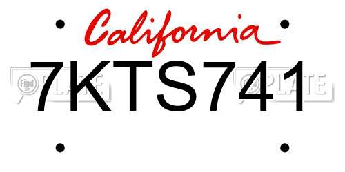 7KTS741 California License Plate