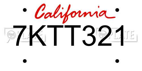 7KTT321 California License Plate