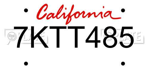 7KTT485 California License Plate