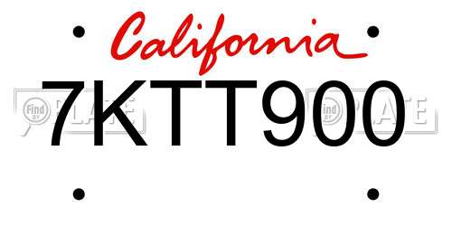 7KTT900 California License Plate