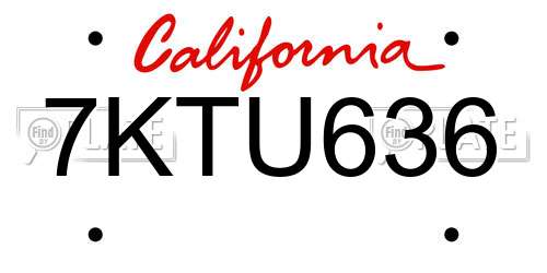 7KTU636 California License Plate