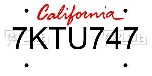 7KTU747 California License Plate