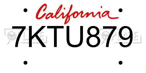 7KTU879 California License Plate