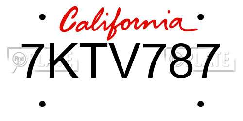 7KTV787 California License Plate