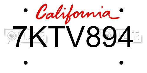 7KTV894 California License Plate