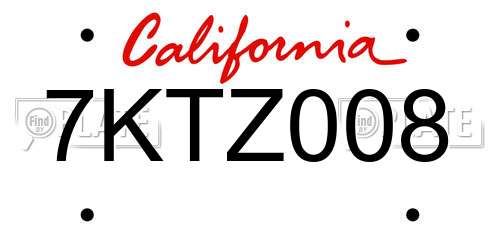 7KTZ008 California License Plate