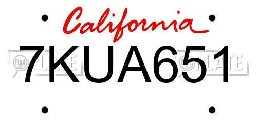 7KUA651 California License Plate