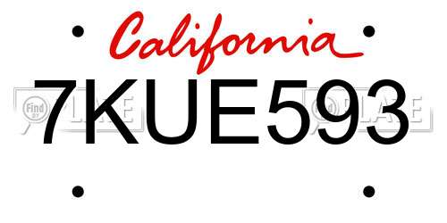 7KUE593 California License Plate