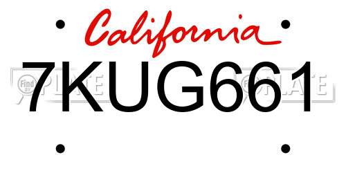 7KUG661 California License Plate