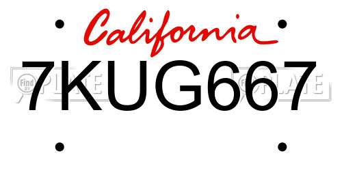 7KUG667 California License Plate