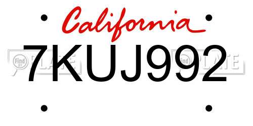 7KUJ992 California License Plate