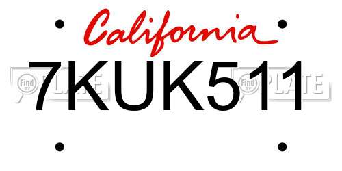 7KUK511 California License Plate