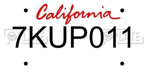 7KUP011 California License Plate