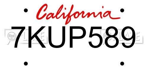 7KUP589 California License Plate