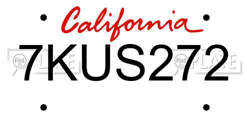 7KUS272 California License Plate