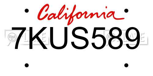 7KUS589 California License Plate