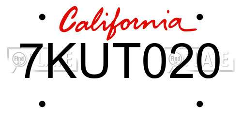 7KUT020 California License Plate