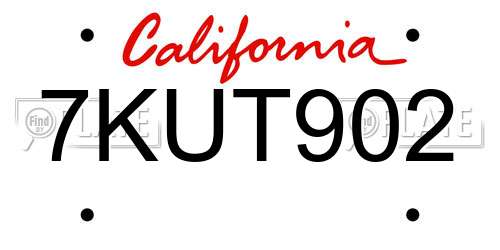 7KUT902 California License Plate